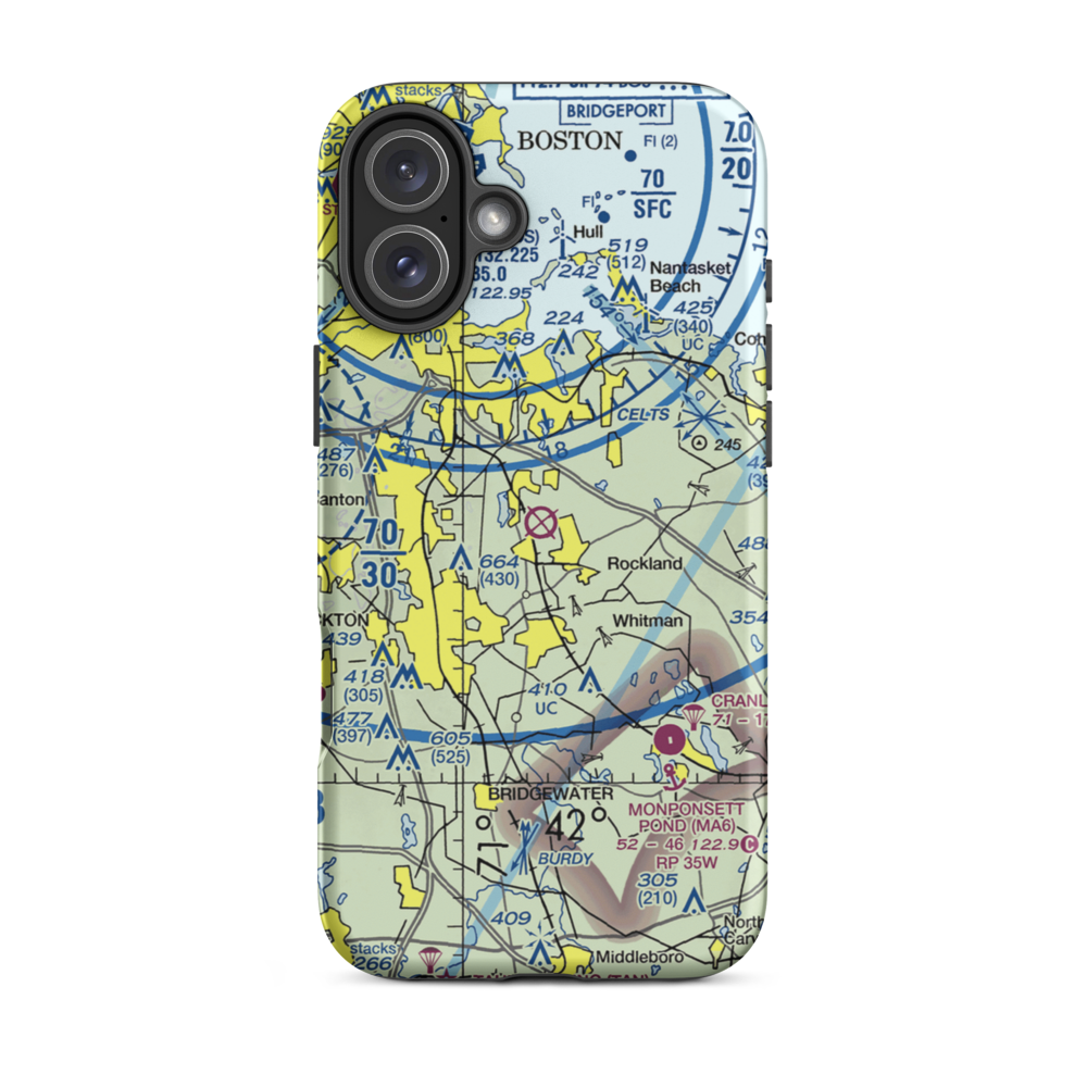 South Weymouth Naval Air Station (NZW) VFR Sectional  Tough iPhone Case iPhone 16 Plus model shown