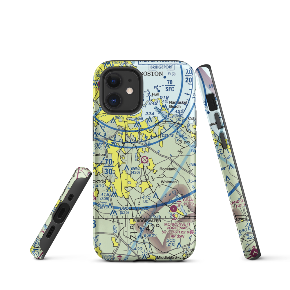 South Weymouth Naval Air Station (NZW) VFR Sectional  Tough iPhone Case iPhone 12 mini model shown