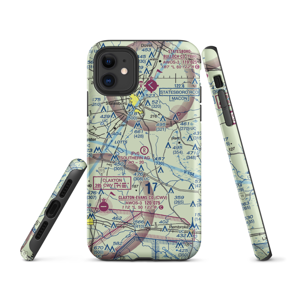 Southern Agricultural Aviation Airport (1GA4) VFR Sectional  Tough iPhone Case iPhone 11 model shown
