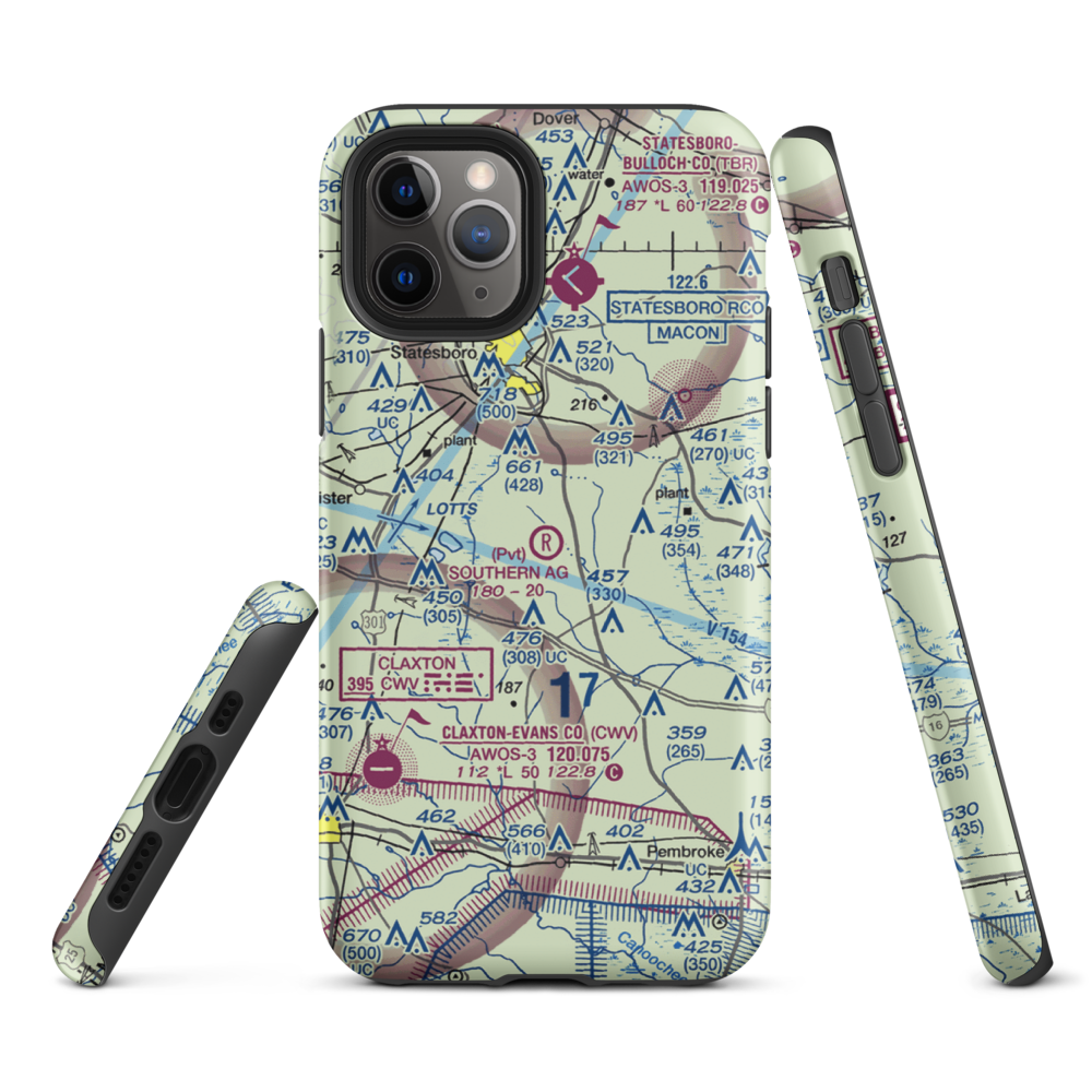 Southern Agricultural Aviation Airport (1GA4) VFR Sectional  Tough iPhone Case iPhone 11 Pro model shown