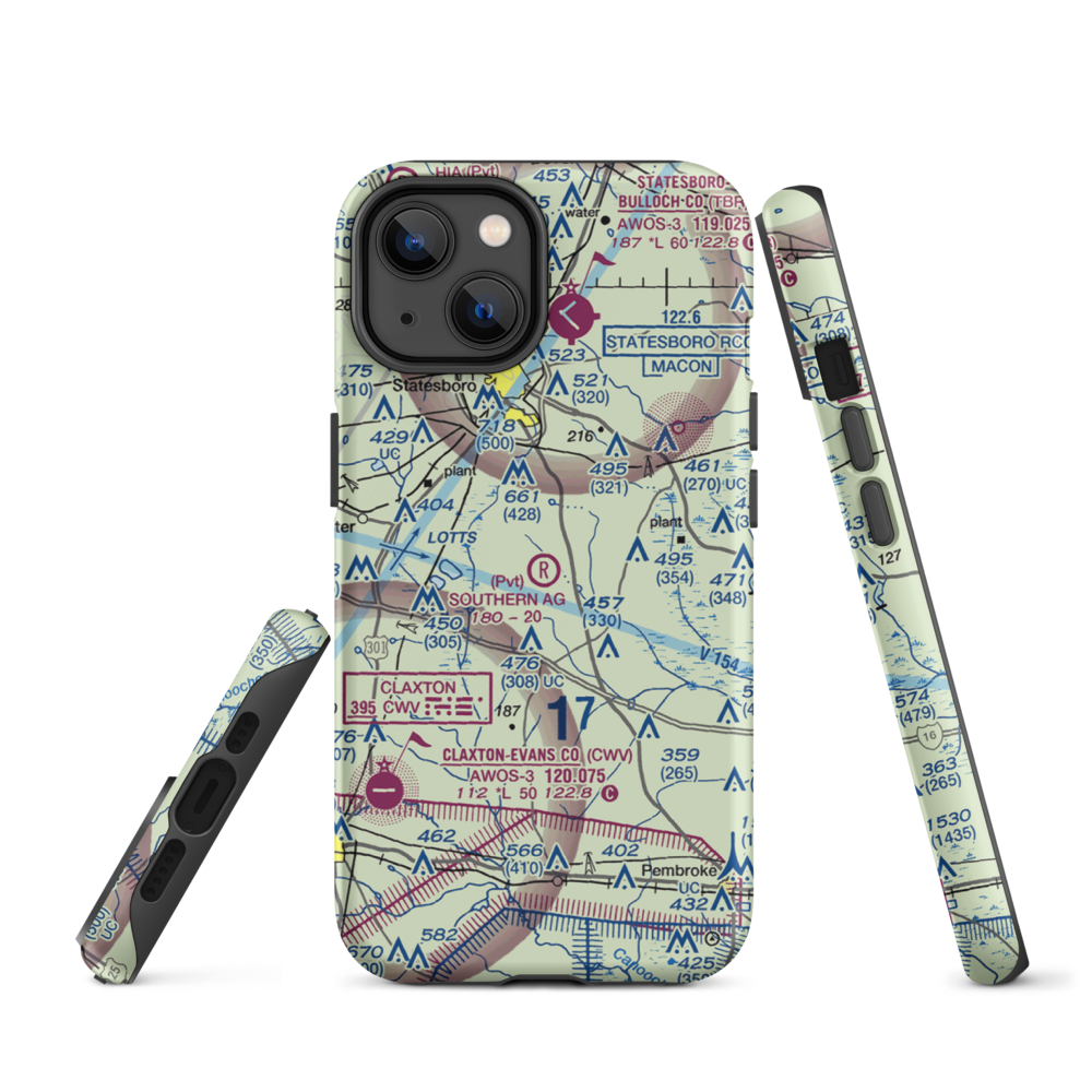 Southern Agricultural Aviation Airport (1GA4) VFR Sectional  Tough iPhone Case iPhone 14 model shown