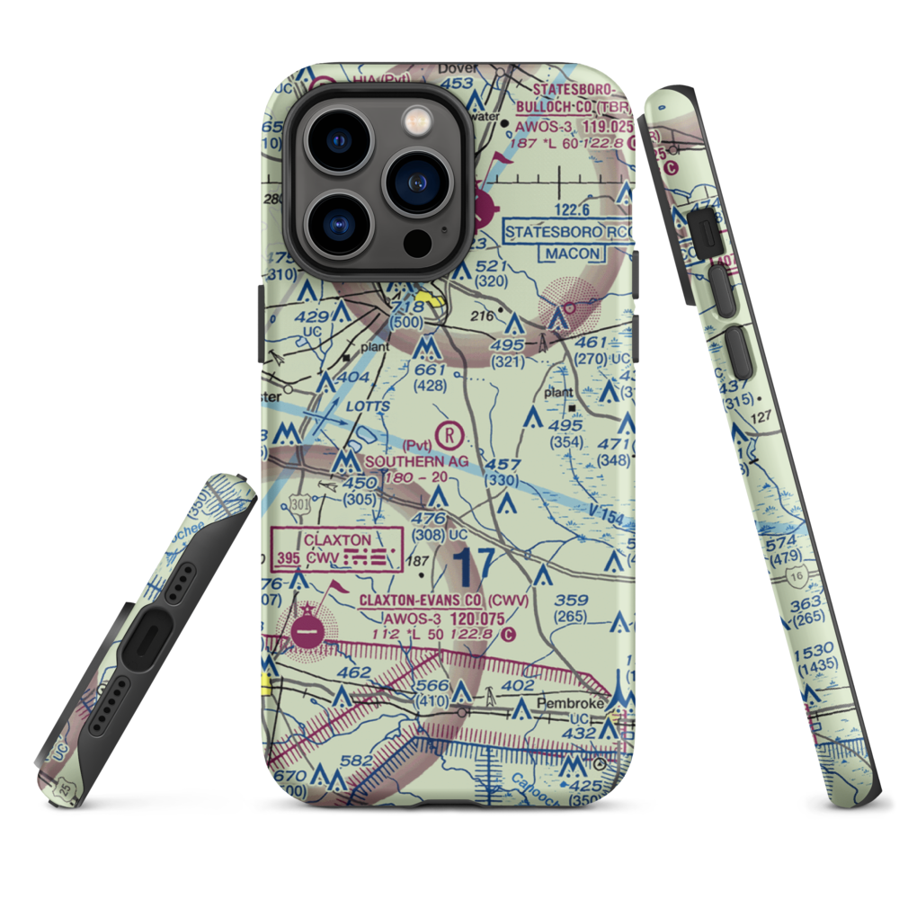 Southern Agricultural Aviation Airport (1GA4) VFR Sectional  Tough iPhone Case iPhone 14 Pro Max model shown