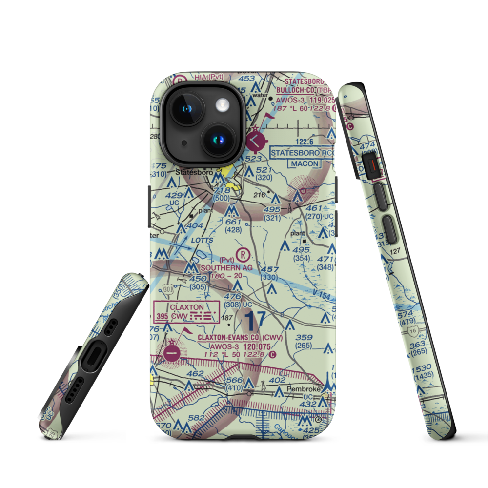 Southern Agricultural Aviation Airport (1GA4) VFR Sectional  Tough iPhone Case iPhone 15 model shown