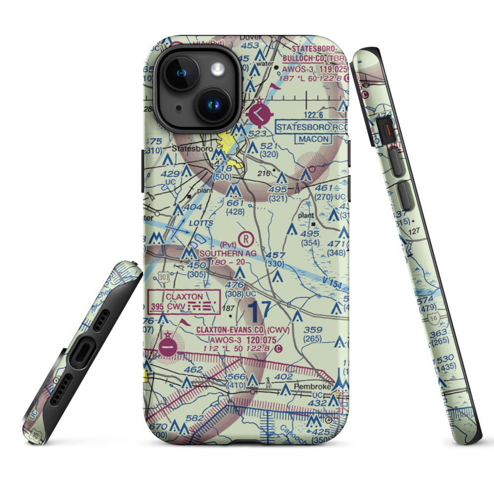 Southern Agricultural Aviation Airport (1GA4) VFR Sectional  Tough iPhone Case iPhone 15 Plus model shown