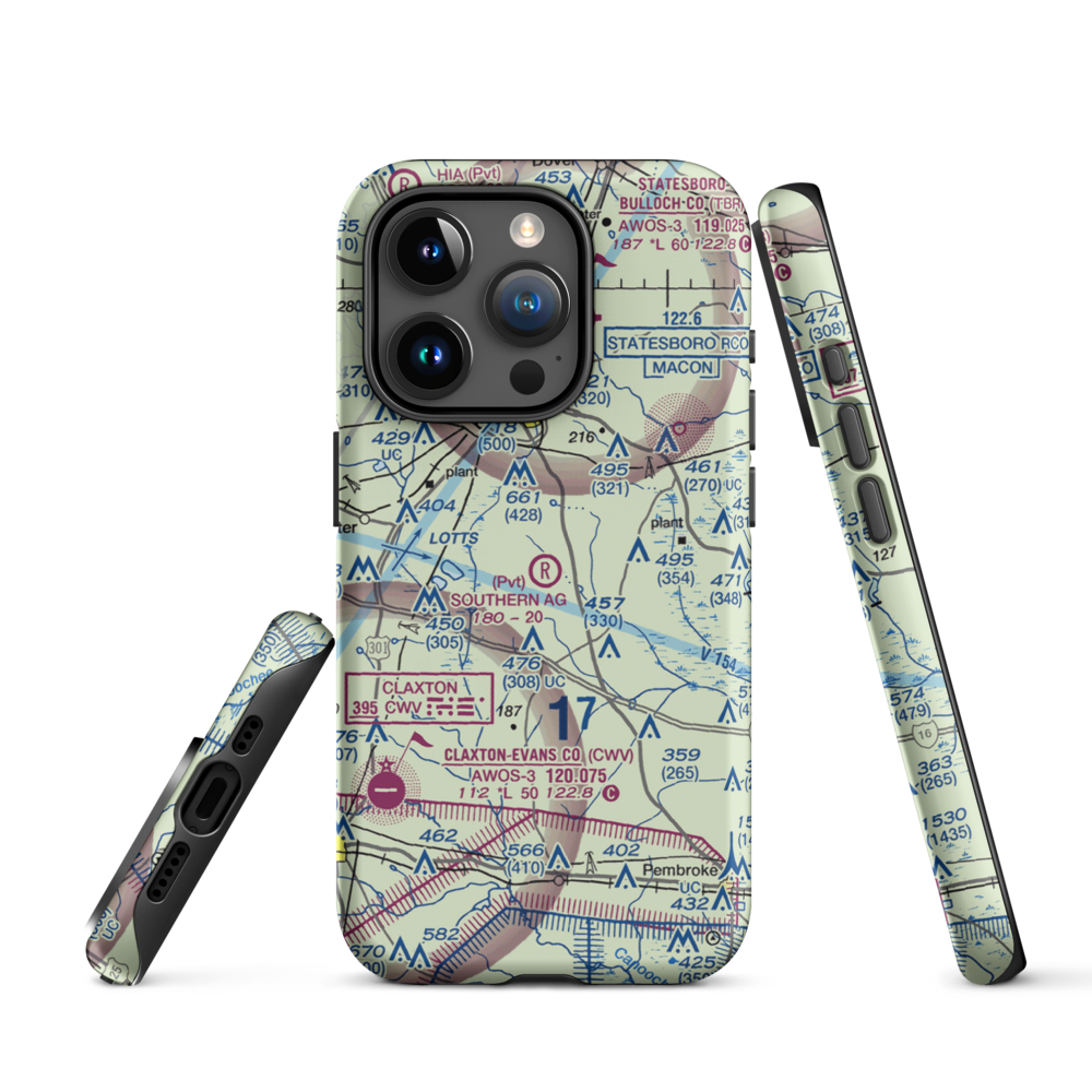 Southern Agricultural Aviation Airport (1GA4) VFR Sectional  Tough iPhone Case iPhone 15 Pro model shown