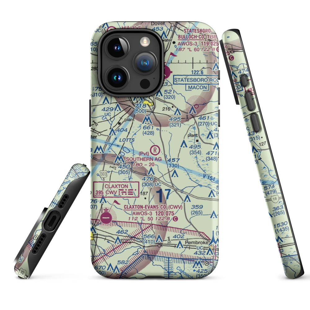 Southern Agricultural Aviation Airport (1GA4) VFR Sectional  Tough iPhone Case iPhone 15 Pro Max model shown