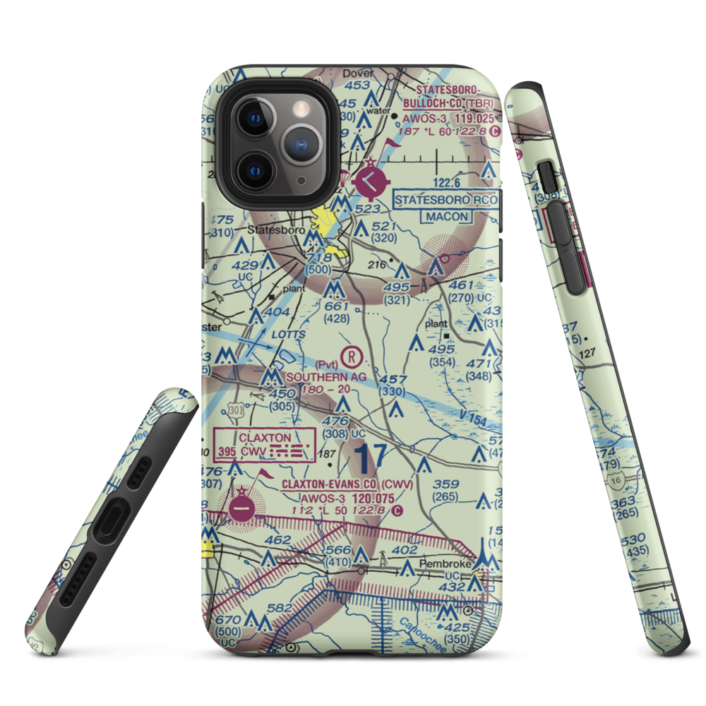 Southern Agricultural Aviation Airport (1GA4) VFR Sectional  Tough iPhone Case iPhone 11 Pro Max model shown