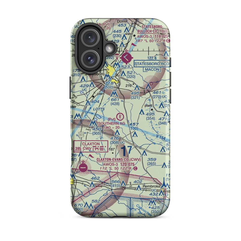 Southern Agricultural Aviation Airport (1GA4) VFR Sectional  Tough iPhone Case iPhone 16 Plus model shown
