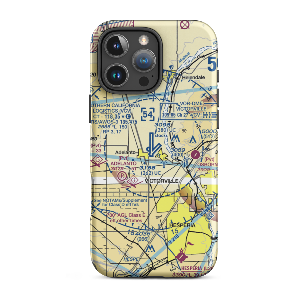 Southern California Logistics Airport (VCV) VFR Sectional  Tough iPhone Case iPhone 16 Pro Max model shown