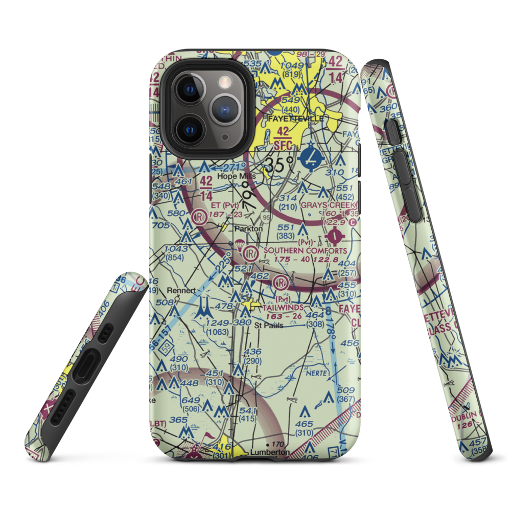 Southern Comforts Aerodrome (61NC) VFR Sectional  Tough iPhone Case iPhone 11 Pro model shown