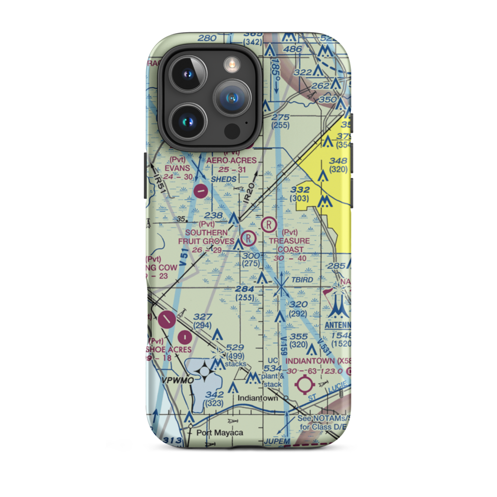 Southern Fruit Groves Airport (FD24) VFR Sectional  Tough iPhone Case iPhone 16 Pro Max model shown