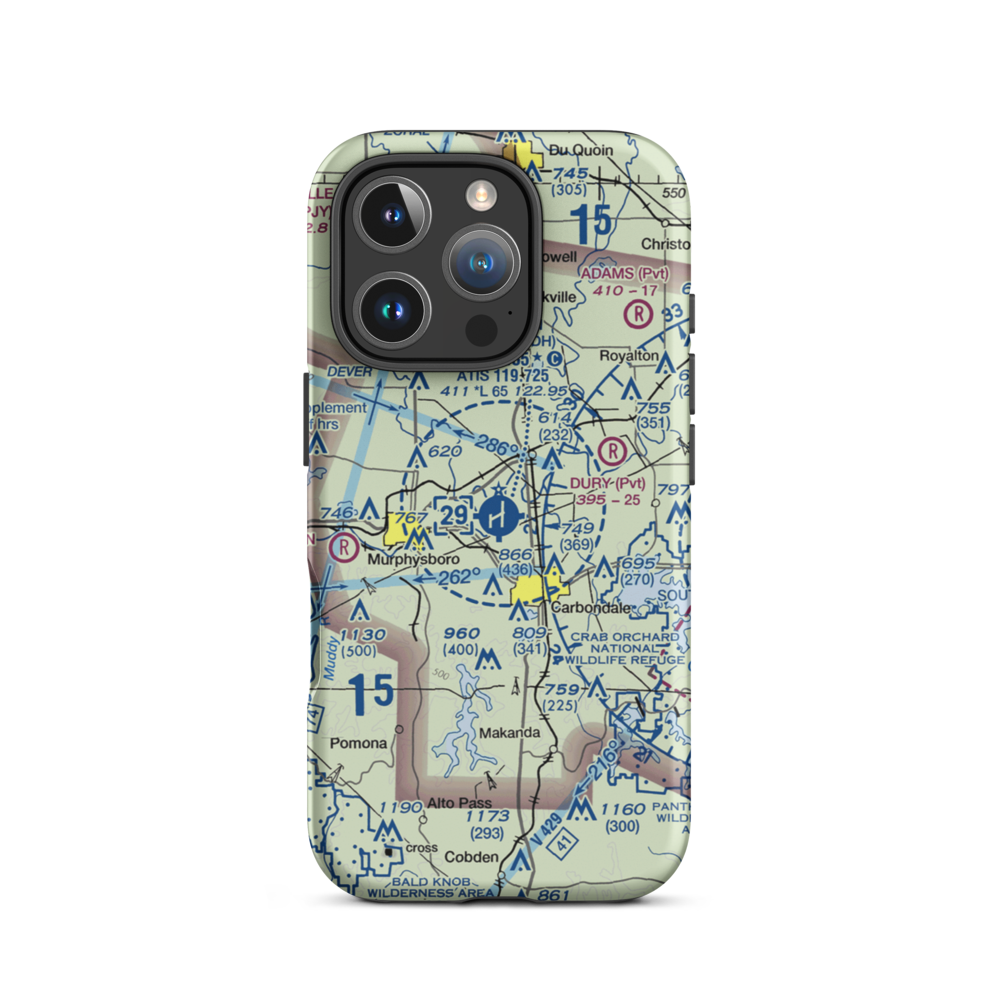Southern Illinois Airport (MDH) VFR Sectional  Tough iPhone Case iPhone 16 Pro model shown