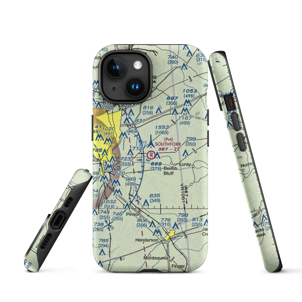 Southfork Airport (4TN9) VFR Sectional  Tough iPhone Case iPhone 15 model shown