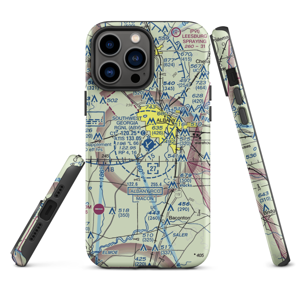 Southwest Georgia Regional Airport (ABY) VFR Sectional  Tough iPhone Case iPhone 13 Pro Max model shown