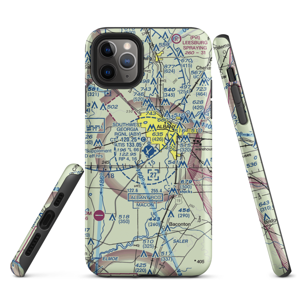 Southwest Georgia Regional Airport (ABY) VFR Sectional  Tough iPhone Case iPhone 11 Pro Max model shown
