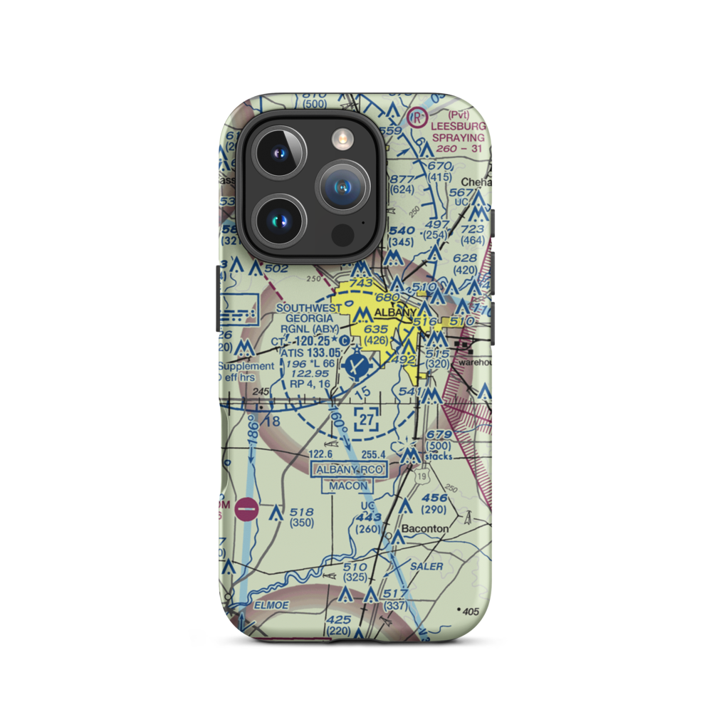 Southwest Georgia Regional Airport (ABY) VFR Sectional  Tough iPhone Case iPhone 16 Pro model shown