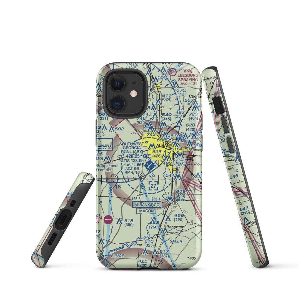 Southwest Georgia Regional Airport (ABY) VFR Sectional  Tough iPhone Case iPhone 12 mini model shown