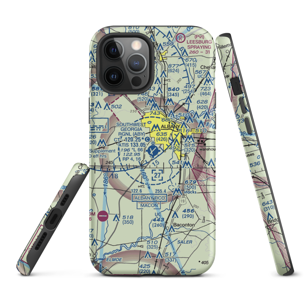 Southwest Georgia Regional Airport (ABY) VFR Sectional  Tough iPhone Case iPhone 12 Pro Max model shown