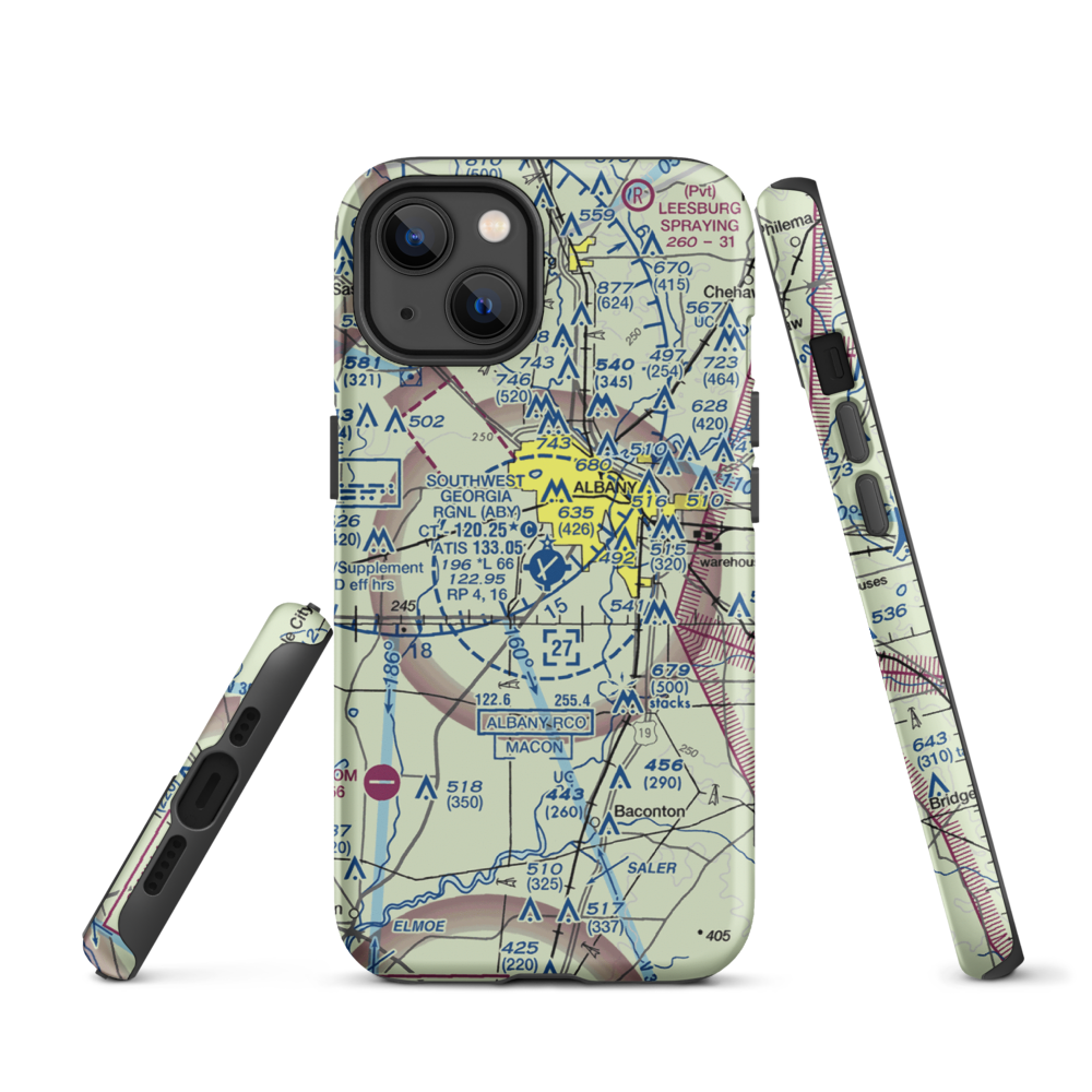 Southwest Georgia Regional Airport (ABY) VFR Sectional  Tough iPhone Case iPhone 13 model shown