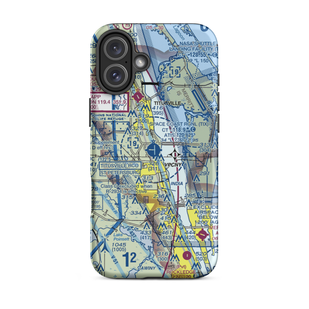 Space Coast Regional Airport (TIX) VFR Sectional  Tough iPhone Case iPhone 16 Plus model shown