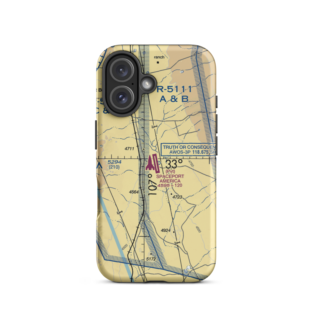 Spaceport America (90NM) VFR Sectional  Tough iPhone Case iPhone 16 model shown