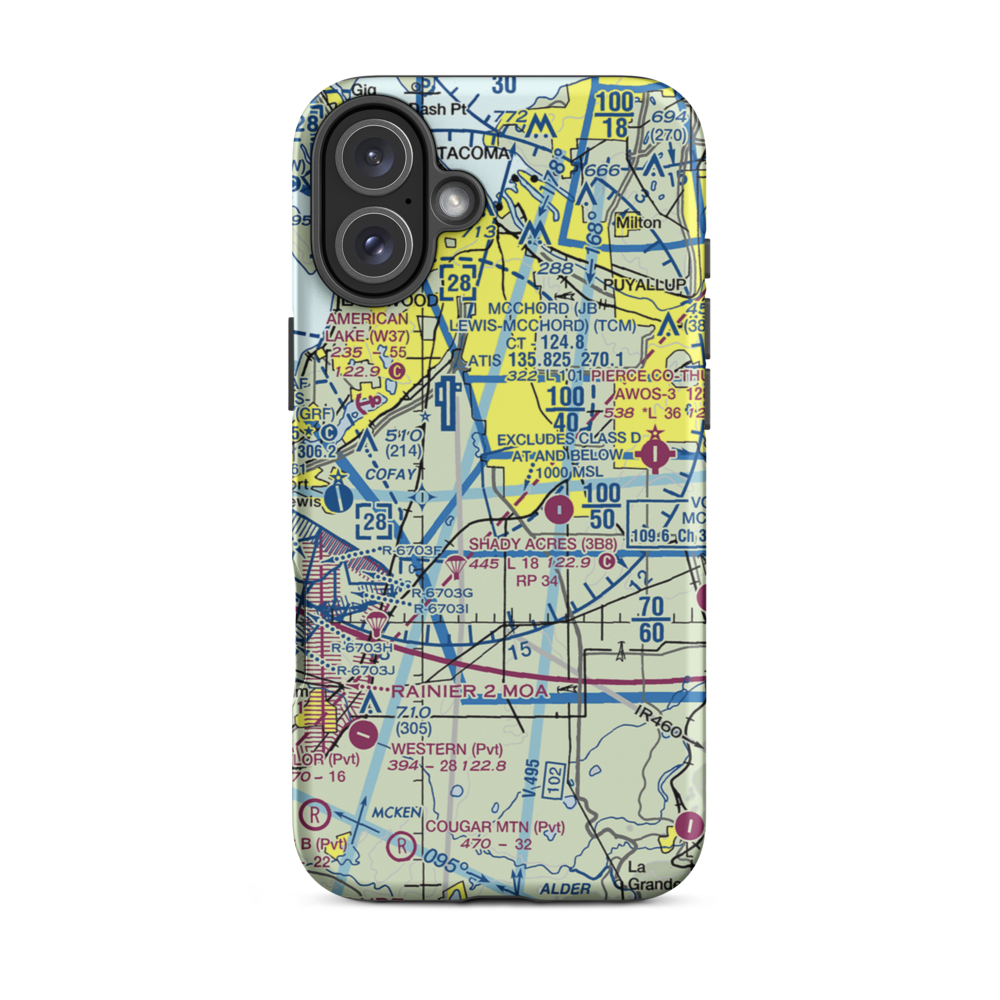 Spanaway Airport (S44) VFR Sectional  Tough iPhone Case iPhone 16 Plus model shown