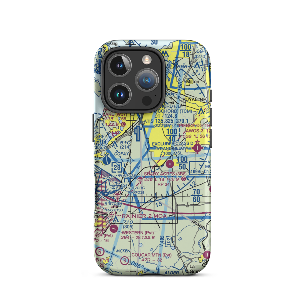 Spanaway Airport (S44) VFR Sectional  Tough iPhone Case iPhone 16 Pro model shown