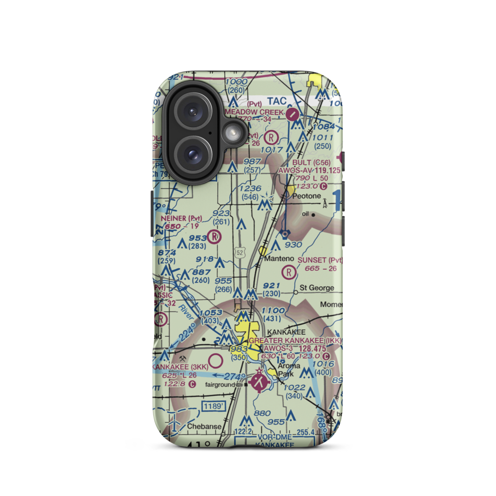 Spangler Airport (58IL) VFR Sectional  Tough iPhone Case iPhone 16 model shown