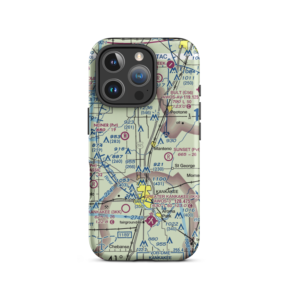 Spangler Airport (58IL) VFR Sectional  Tough iPhone Case iPhone 16 Pro model shown
