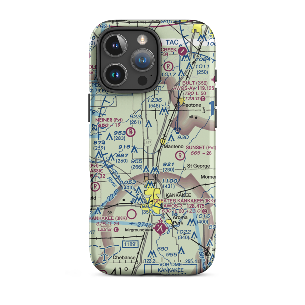 Spangler Airport (58IL) VFR Sectional  Tough iPhone Case iPhone 16 Pro Max model shown