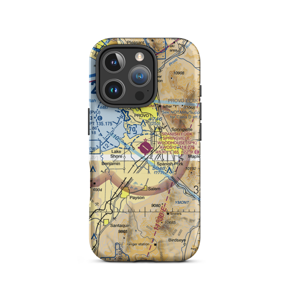 Spanish Fork-Springville-Woodhouse Field Airport (SPK) VFR Sectional  Tough iPhone Case iPhone 16 Pro model shown