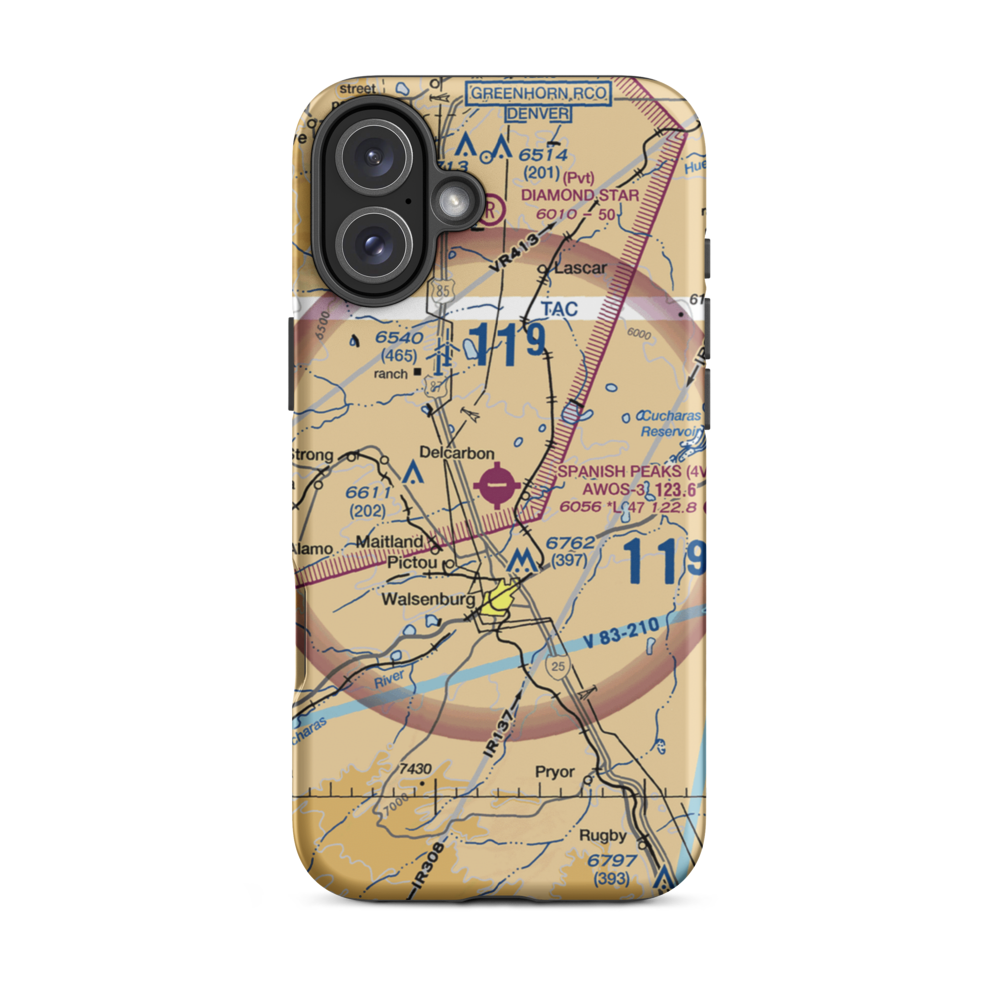 Spanish Peaks Airfield (4V1) VFR Sectional  Tough iPhone Case iPhone 16 Plus model shown