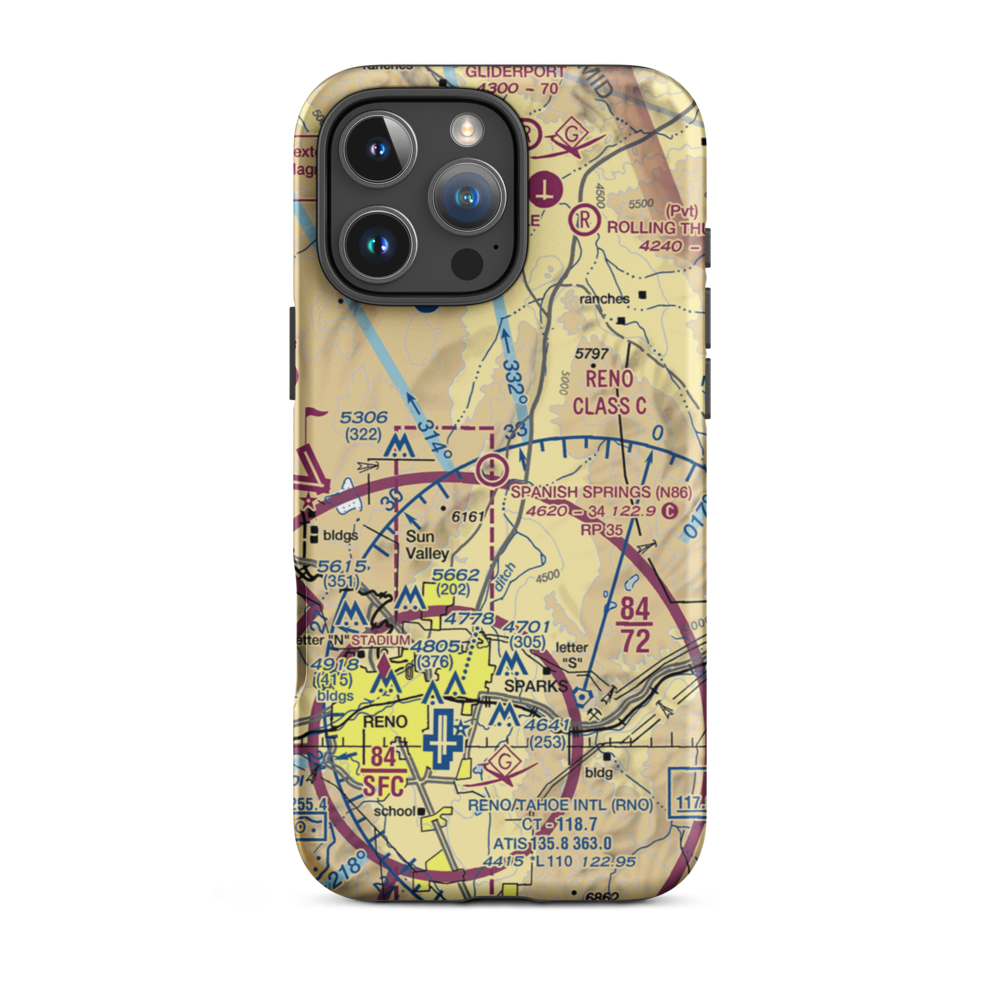 Spanish Springs Airport (N86) VFR Sectional  Tough iPhone Case iPhone 16 Pro Max model shown