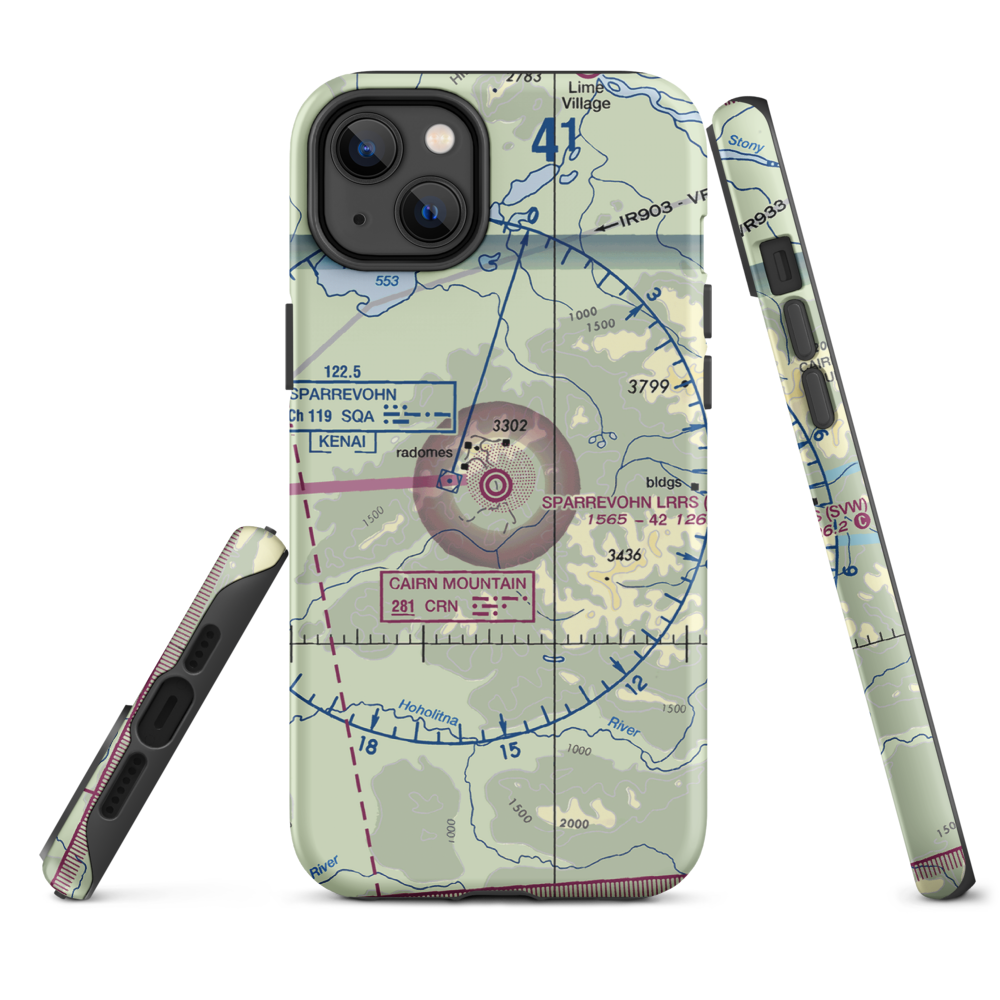 Sparrevohn LRRS Airport (SVW) VFR Sectional  Tough iPhone Case iPhone 14 Plus model shown