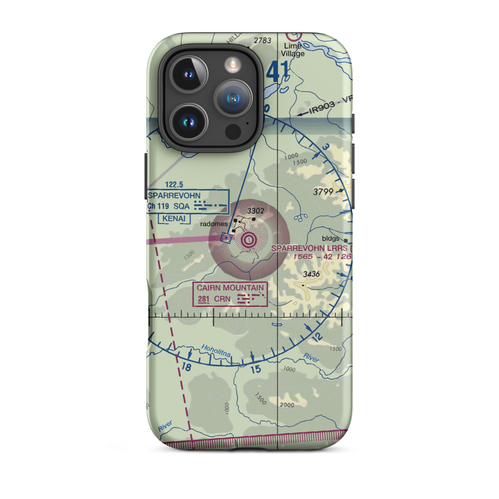 Sparrevohn LRRS Airport (SVW) VFR Sectional  Tough iPhone Case iPhone 16 Pro Max model shown