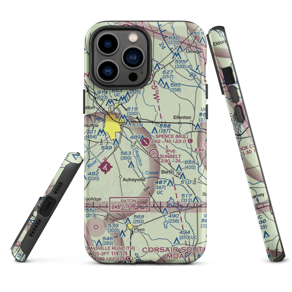 Spence Airport (MUL) VFR Sectional  Tough iPhone Case iPhone 13 Pro Max model shown