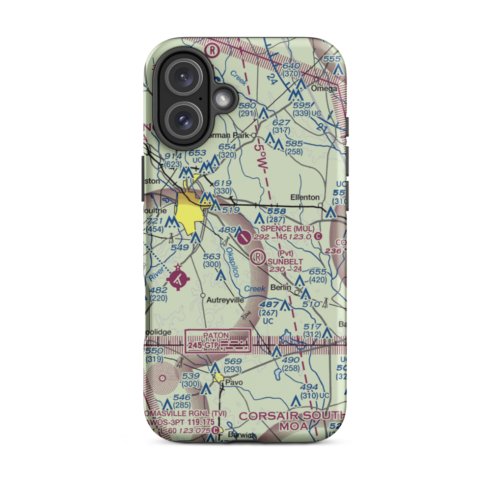 Spence Airport (MUL) VFR Sectional  Tough iPhone Case iPhone 16 Plus model shown