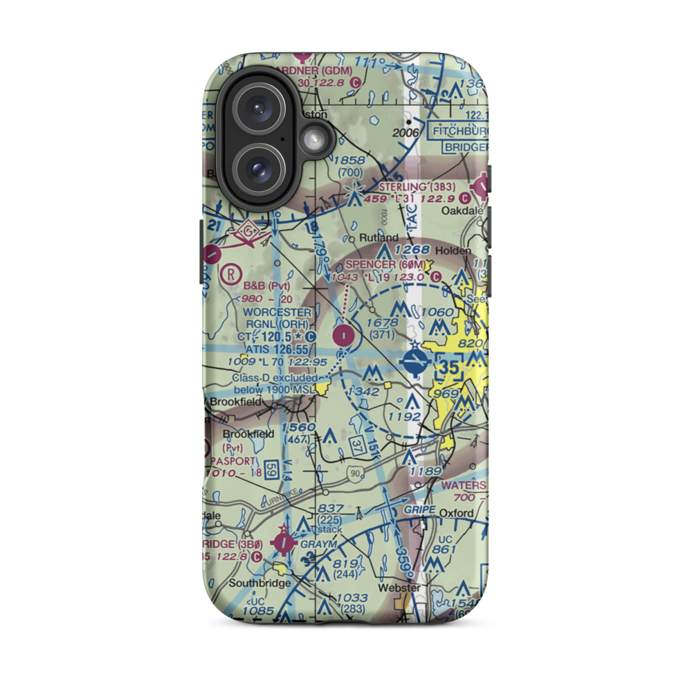 Spencer Airport (60M) VFR Sectional  Tough iPhone Case iPhone 16 Plus model shown