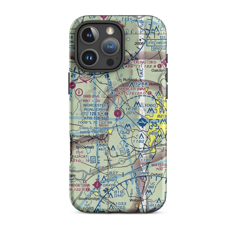 Spencer Airport (60M) VFR Sectional  Tough iPhone Case iPhone 16 Pro Max model shown