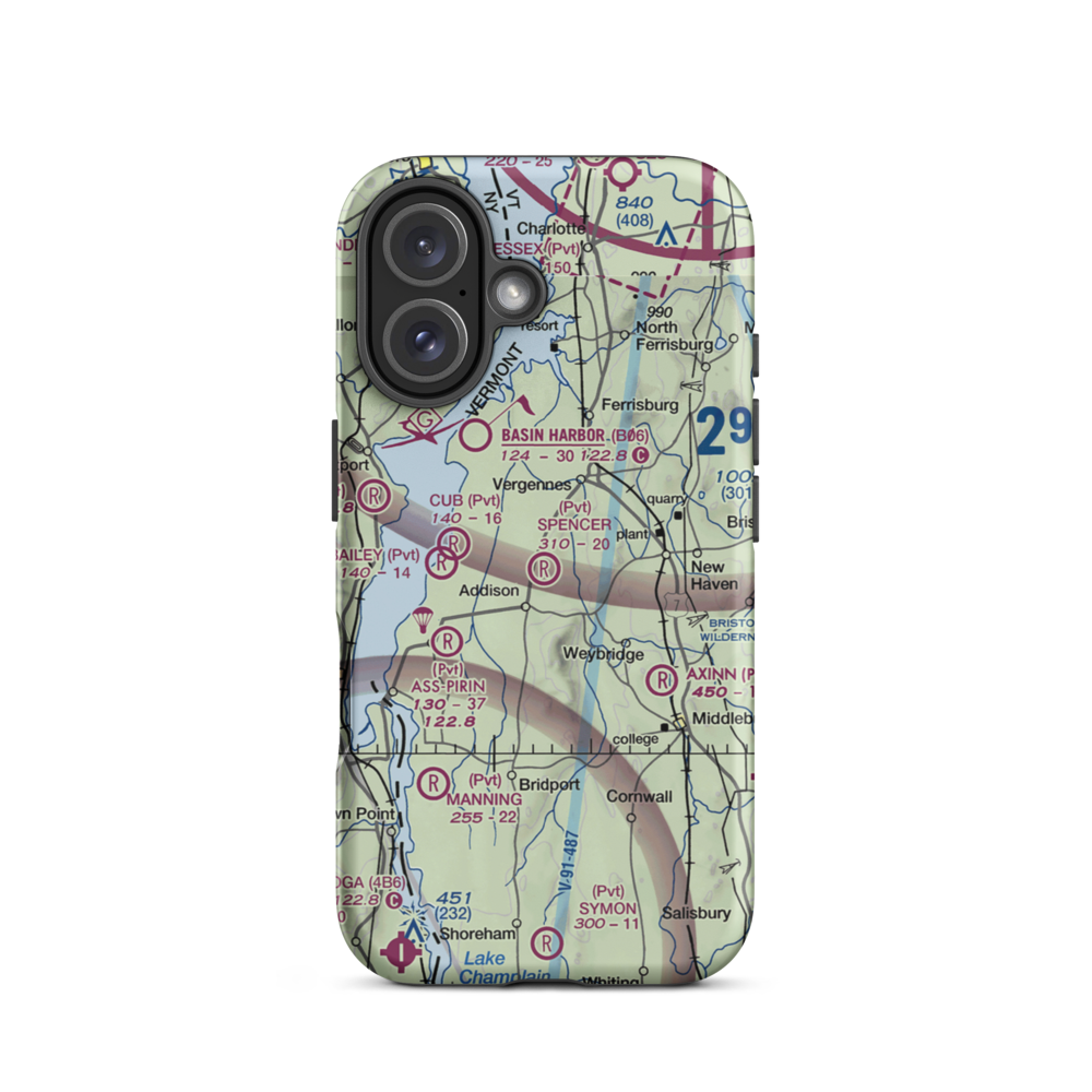 Spencer Airport (VT09) VFR Sectional  Tough iPhone Case iPhone 16 model shown