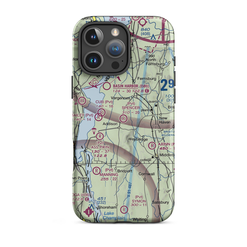 Spencer Airport (VT09) VFR Sectional  Tough iPhone Case iPhone 16 Pro Max model shown