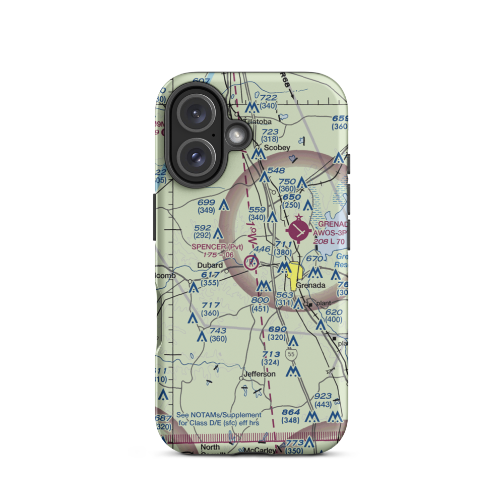 Spencer Field (2MS8) VFR Sectional  Tough iPhone Case iPhone 16 model shown