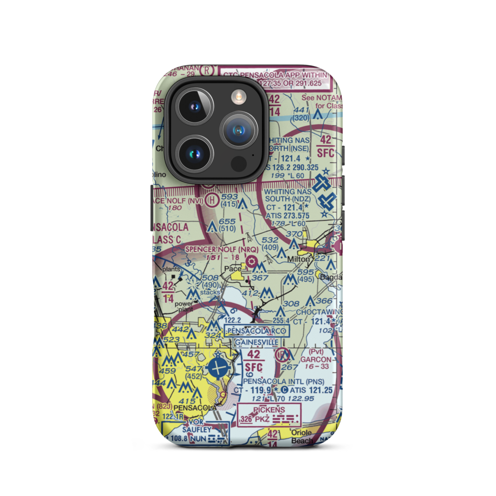 Spencer Nolf Airport (NRQ) VFR Sectional  Tough iPhone Case iPhone 16 Pro model shown