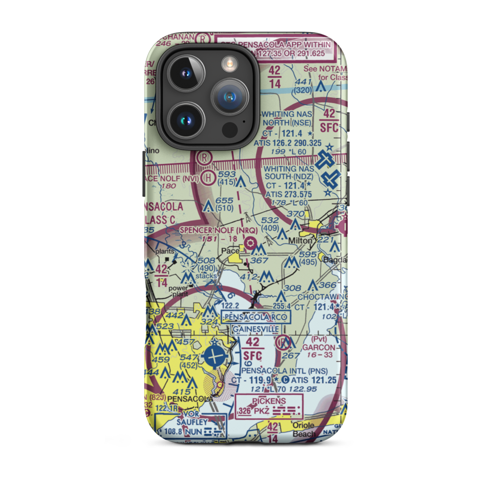 Spencer Nolf Airport (NRQ) VFR Sectional  Tough iPhone Case iPhone 16 Pro Max model shown