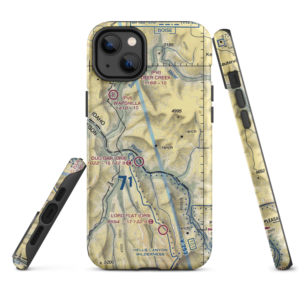 Spencer Ranch Landing Strip (ID90) VFR Sectional  Tough iPhone Case iPhone 14 Plus model shown
