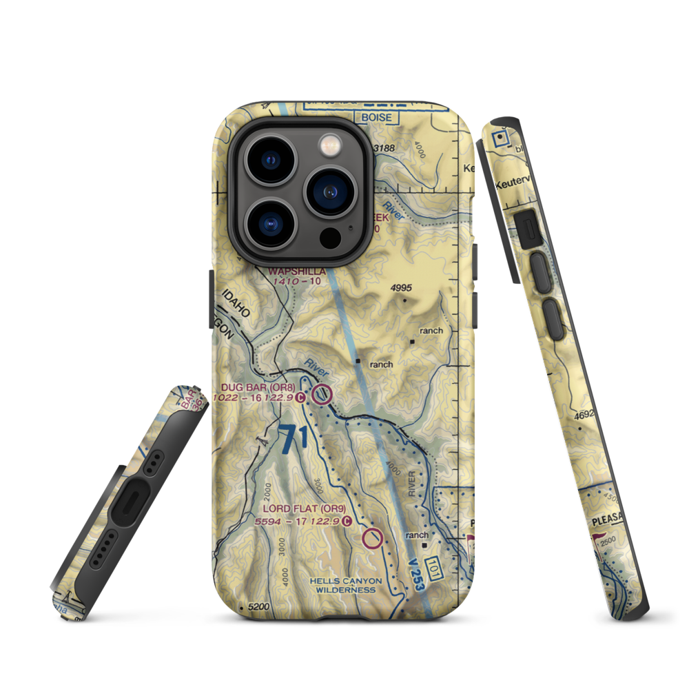Spencer Ranch Landing Strip (ID90) VFR Sectional  Tough iPhone Case iPhone 14 Pro model shown