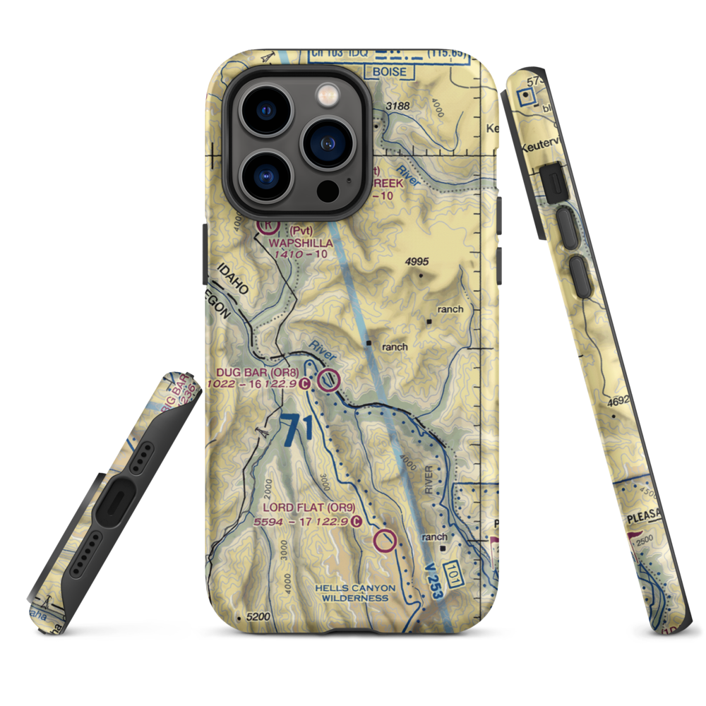 Spencer Ranch Landing Strip (ID90) VFR Sectional  Tough iPhone Case iPhone 14 Pro Max model shown