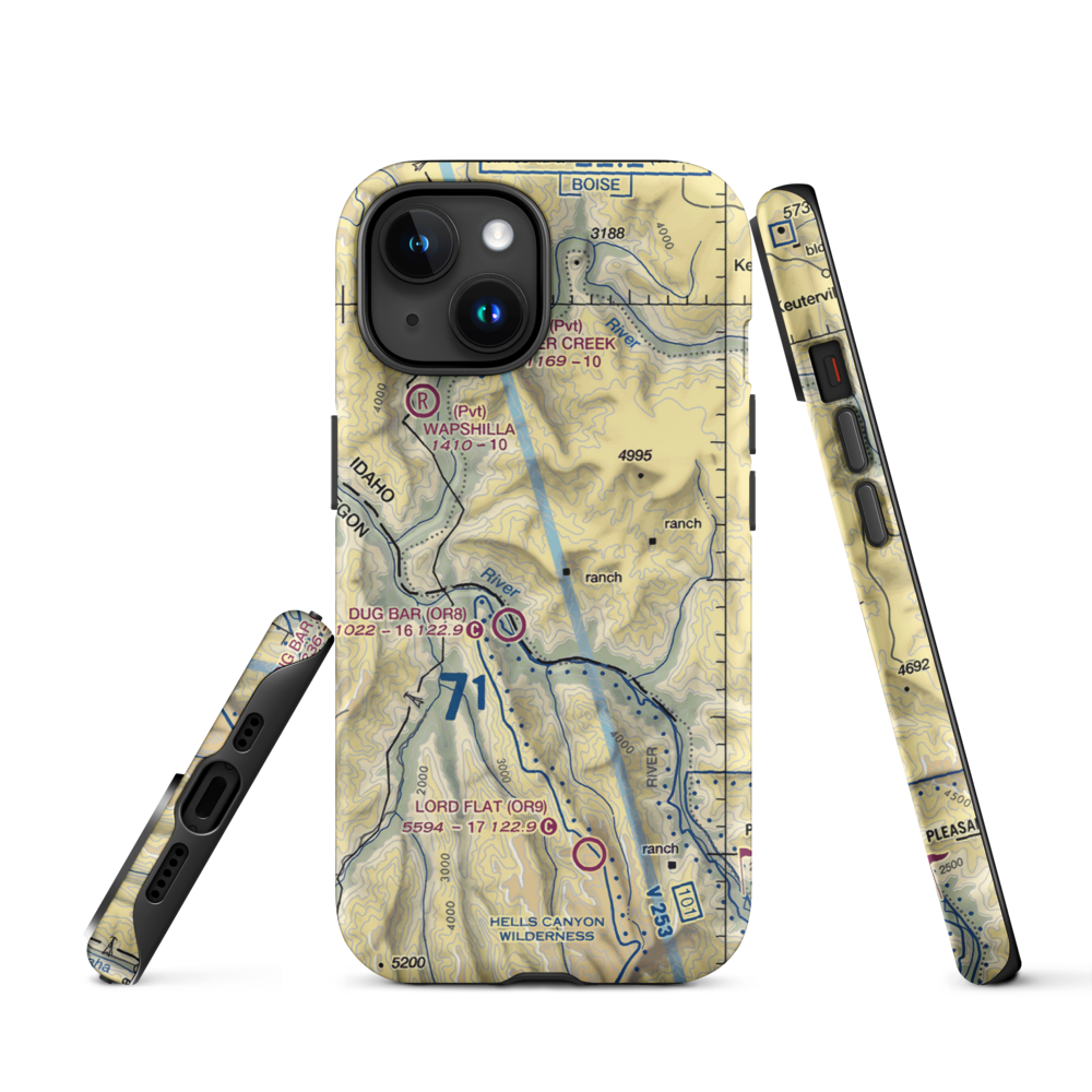 Spencer Ranch Landing Strip (ID90) VFR Sectional  Tough iPhone Case iPhone 15 model shown
