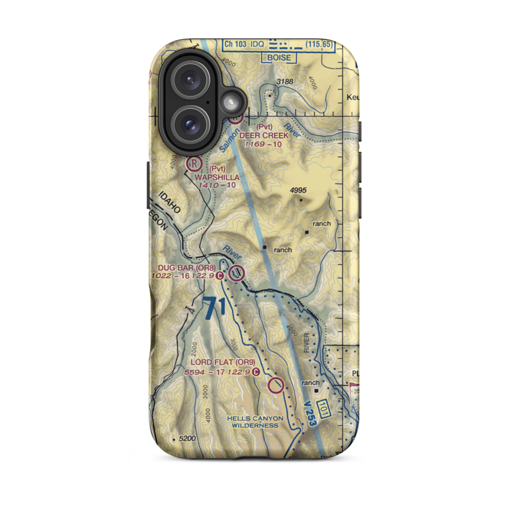 Spencer Ranch Landing Strip (ID90) VFR Sectional  Tough iPhone Case iPhone 16 Plus model shown