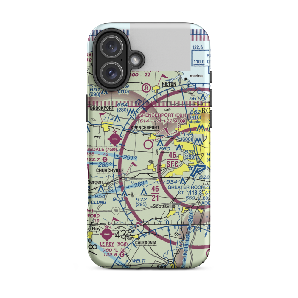 Spencerport Airpark (D91) VFR Sectional  Tough iPhone Case iPhone 16 Plus model shown